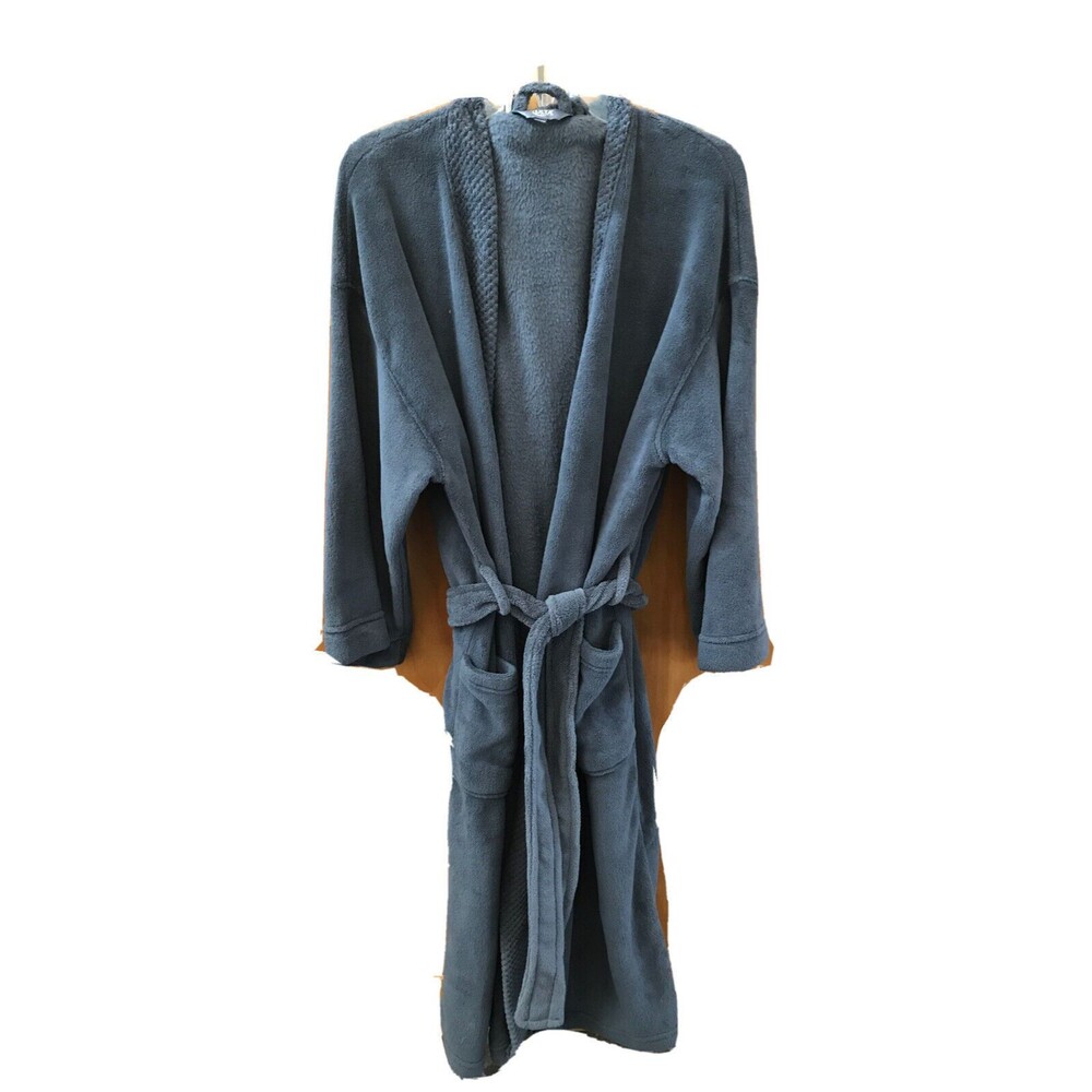ULTA Gray Bath Robe One Size Open Front Tie Waist Pockets Long